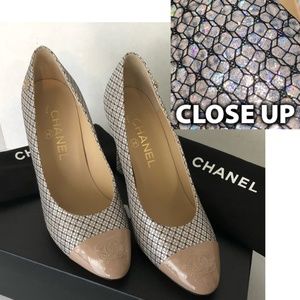 Chanel Pumps Heels Holo Lacey Floral Patent Pink